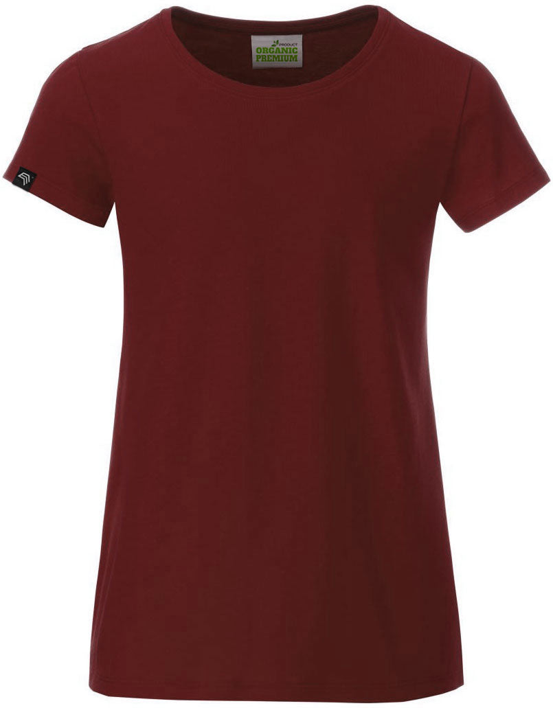 JAN 8007G ― Kinder/Mädchen Bio-Baumwolle T-Shirt - Bordeaux Wein Rot