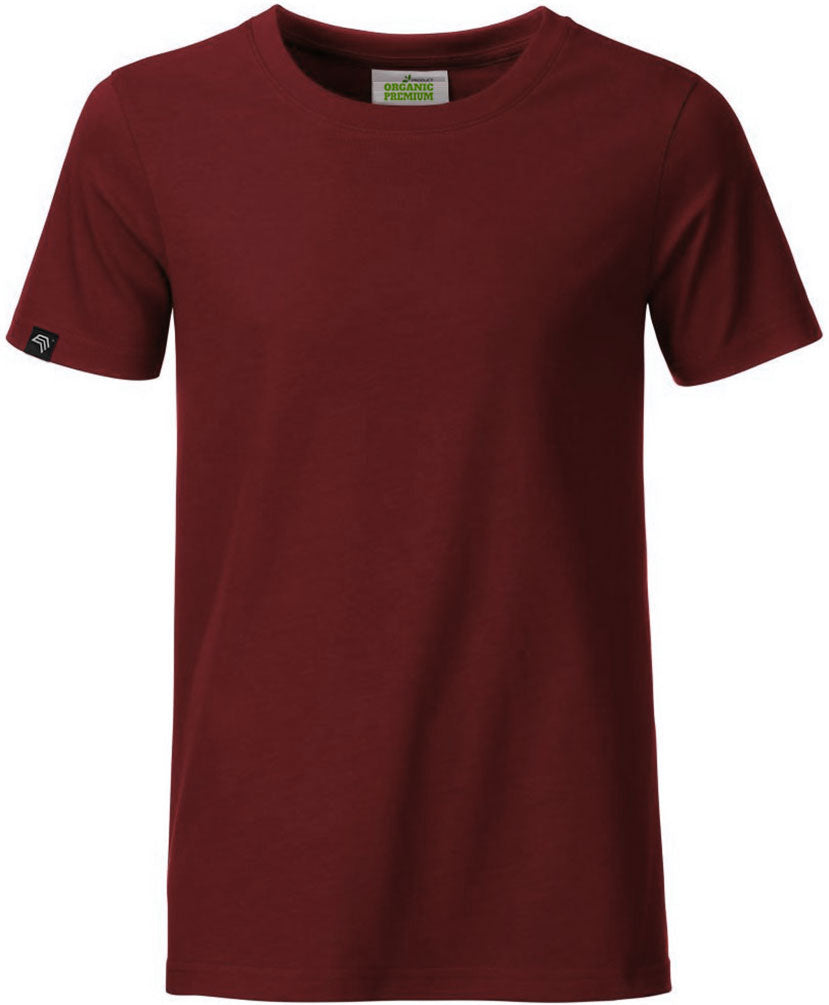 JAN 8008B ― Kinder/Jungen Bio-Baumwolle T-Shirt - Bordeaux Wein Rot