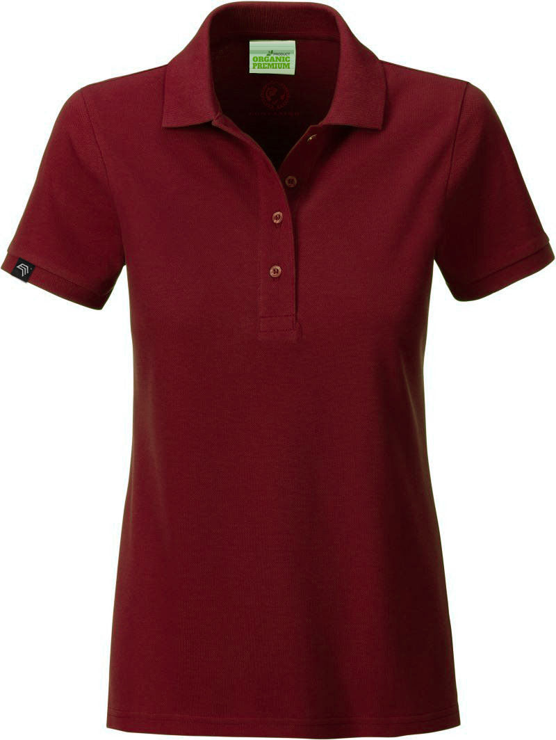 ― % ― JAN 8009 ― Damen Bio-Baumwolle Polo Shirt - Rot Burgund [S]