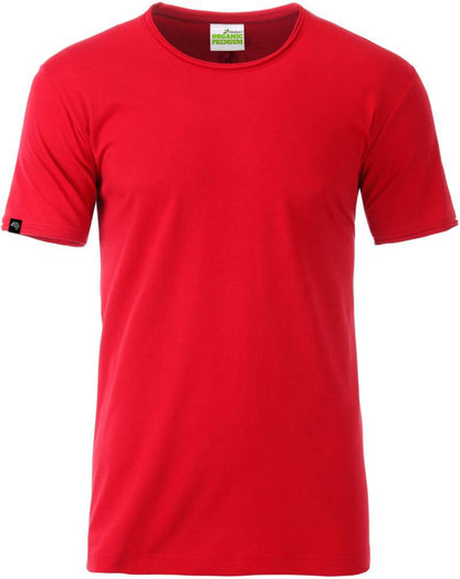 JAN 8002 ― Herren Bio-Baumwolle Rollsaum T-Shirt - Rot