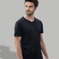 RMH 0102 ― Herren Luxury Bio-Baumwolle V-Neck T-Shirt - Schwarz