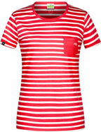 ― % ― JAN 8027 ― Women's Organic Cotton Striped T-Shirt - Red / White [XL]