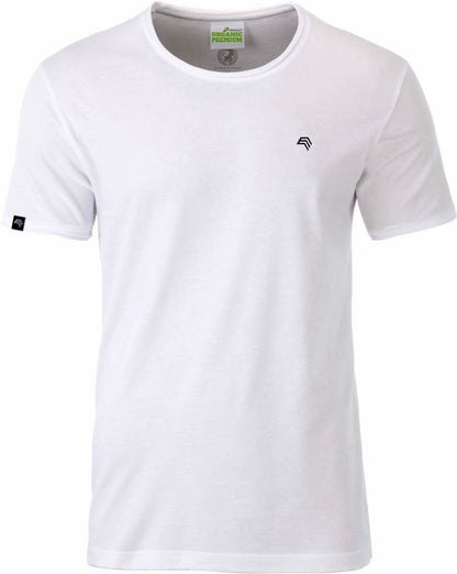 ― % ― JAN 8002/10A ― Herren Bio-Baumwolle Rollsaum T-Shirt - Weiß [S]