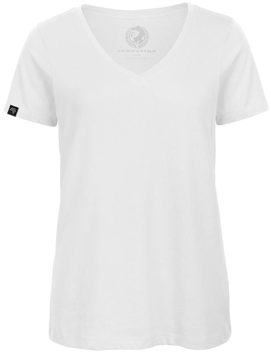 BAC TW045 ― Women's Organic Cotton V-Neck T-Shirt - White