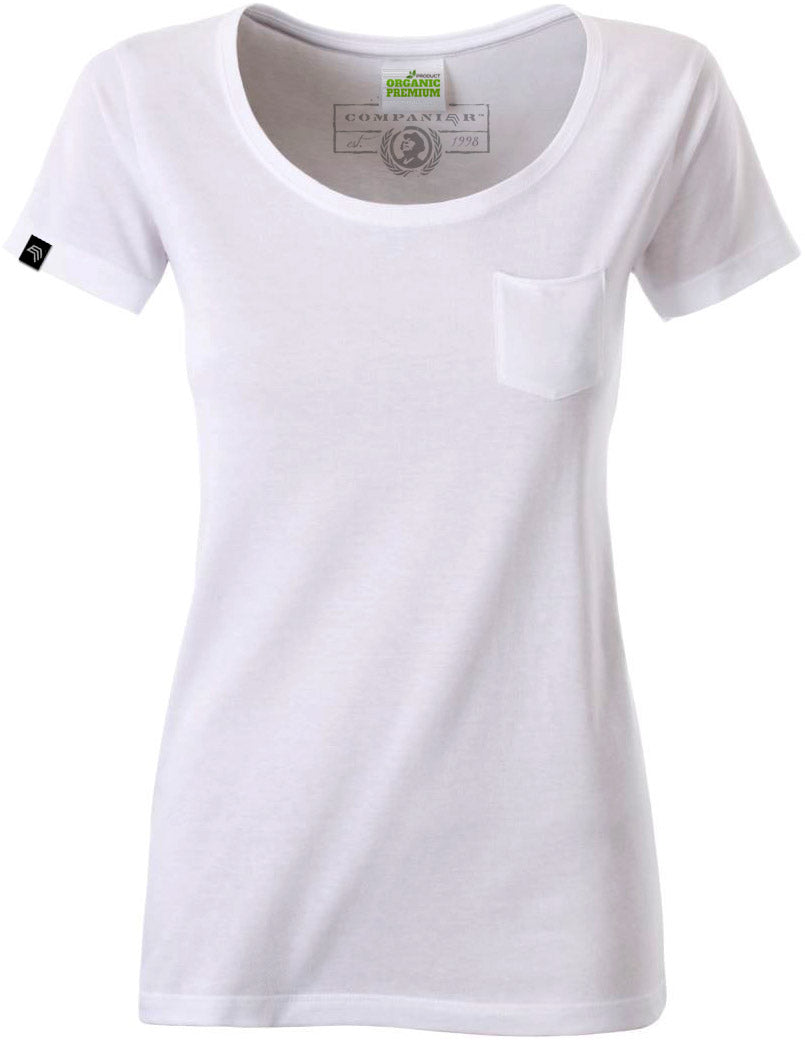 ― % ― JAN 8003 ― Damen Bio-Baumwolle T-Shirt mit Brusttasche - Weiß [XL]